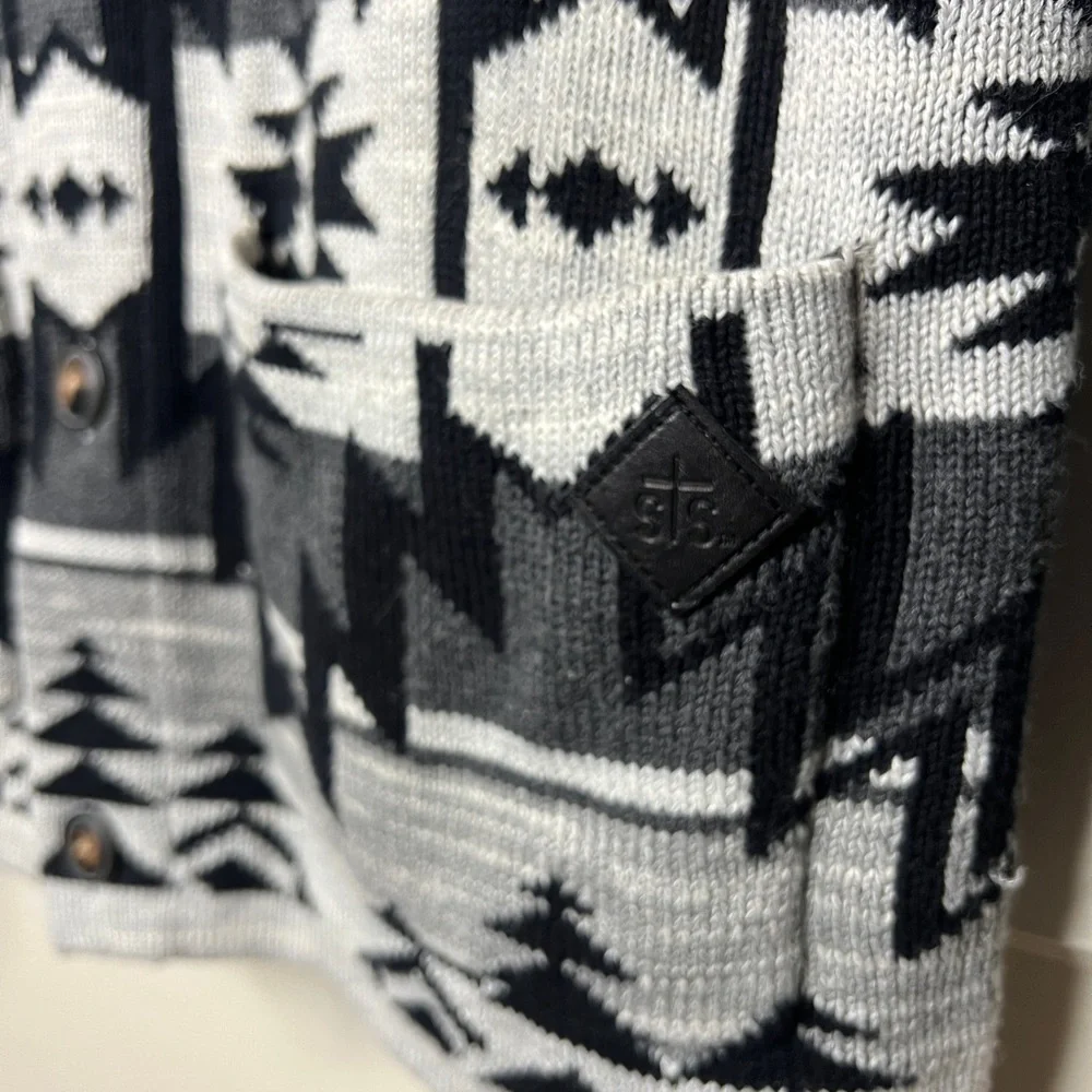 STS Ranchwear Aztec Shawl Collar Knit Cardigan Sweater - Picture 2 of 5